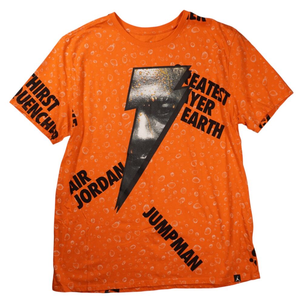 Nike Air Jordan “Be Like Mike” Lightning Bolt Gatorade Graphic Tee Orange XL